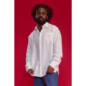 Men's Linen Classic Collar Shirt - White