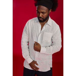 Men's Linen Classic Collar Shirt - Dawn Blue