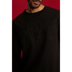 Men's French Terry Embossed Sweatshirt - Black
