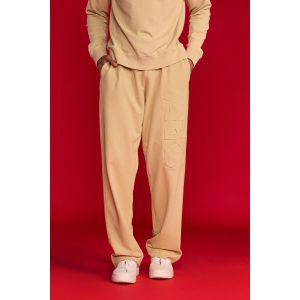 Men's Embossed French Terry Joggers - Beige