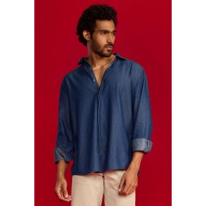 Men's Denim Shacket - Dark Blue