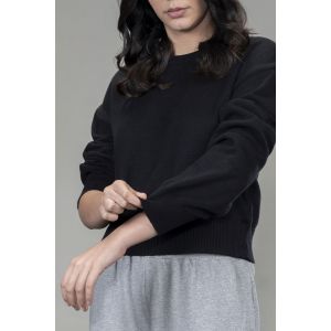 Women's Flatknit Cropped Sweatshirt - Black