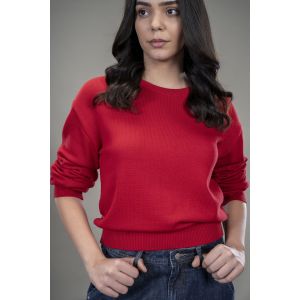 Women's Flatknit Cropped Sweatshirt - Red