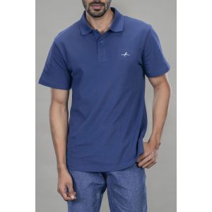 Men's Cotton Double Pique Polo T-Shirt - Navy Blue