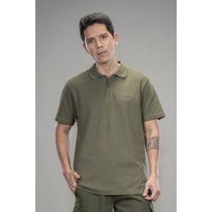 Men's Cotton Double Pique Polo T-Shirt - Olive
