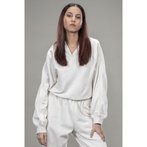 Women's French Terry Zipped Sleeve Hoodie - Beige