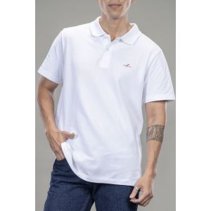 Men's Cotton Double Pique Polo T-Shirt - White