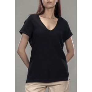 Womens' Flatknit Kaftan Top - Black