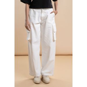 Women's Cotton Drill Cargo Pants - White