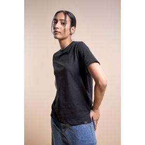Women's Cotton Jersey Roundneck Tshirt - Black