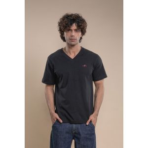 Men's Cotton Jersey V-Neck Tshirt - Black