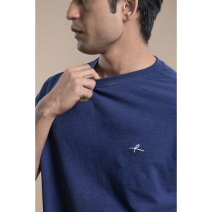 Men's Slub Jersey Roundneck Tshirt - Navy Blue