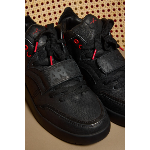 Black Leather Mid Top Sneaker