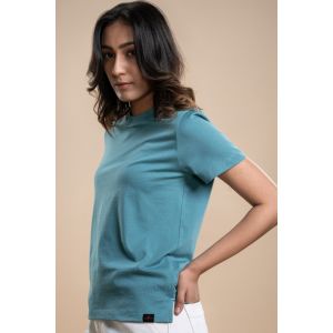 Women's Cotton Jersey Roundneck Tshirt - Teal