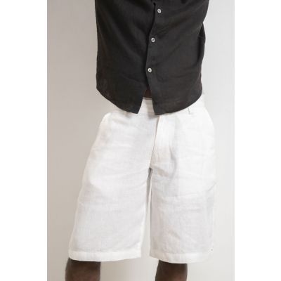 Men's Linen Baggy Shorts - White