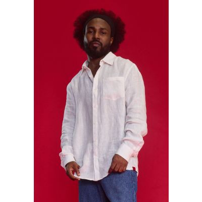 Men's Linen Classic Collar Shirt - White