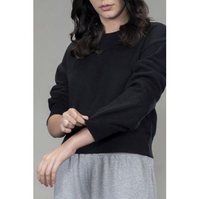 Women's Flatknit Cropped Sweatshirt - Black