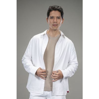 Men's Cotton Twill Shacket - Off White