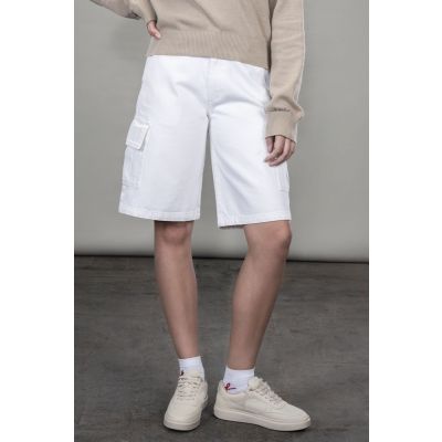 Women's Cotton Drill Cargo Shorts - White