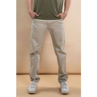 Men's Cotton Twill Chino Trousers - Beige